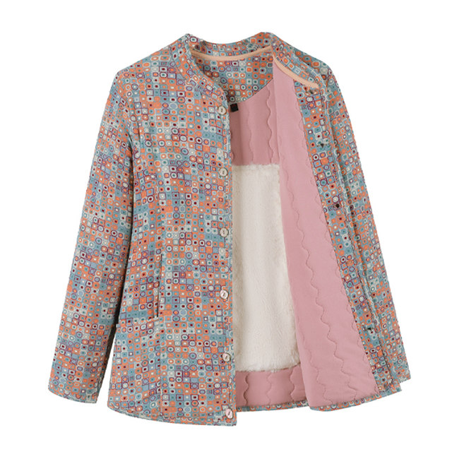 Mother's autumn and winter camel hair thickened cotton coat middle-aged and elderly women's cotton-padded jacket warm liner grandma short coat cotton coat