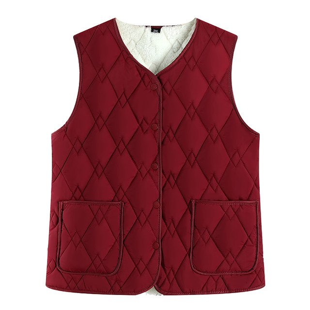 Autumn and winter new style vest for middle-aged and elderly women, velvet thickened vest, cotton coat, mother's warm vest cardigan
