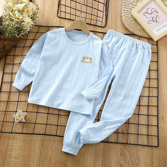 Baby autumn clothing set pure cotton spring and autumn pajamas children underwear baby clothes boys autumn pants girls warm
