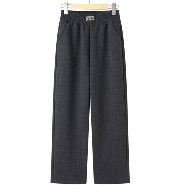 Mom's pants, spring and autumn straight casual pants, middle-aged and elderly women's pants, winter style, velvet, thickened, warm and drapey wide-leg pants