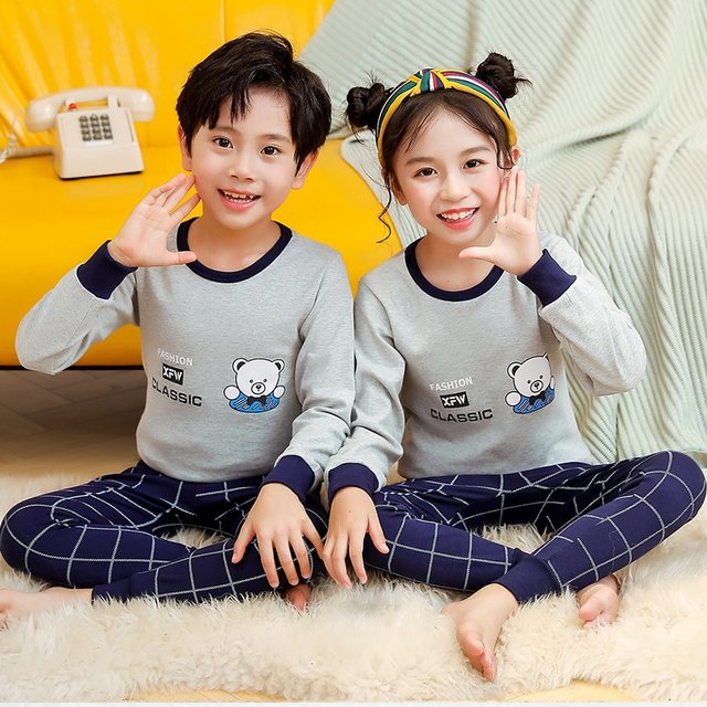 Children's pure cotton underwear suits in the middle of the big children in autumn and winter cotton sweater boys girl thin baby autumn clothes and autumn pants