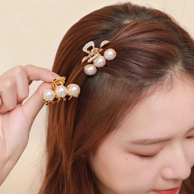 
High-end small pearl grab clip half-tied hair clip small and exquisite women's 2025 new head back clip headgear