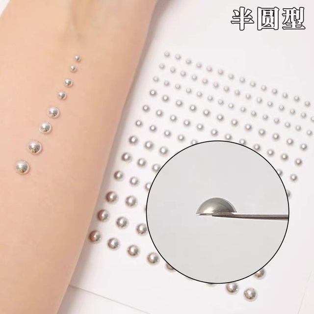 Fake eyebrow nails, lip nails, no punching, personality style, devilish punk style, no punching jewelry, hot girl fake nose nails, silver