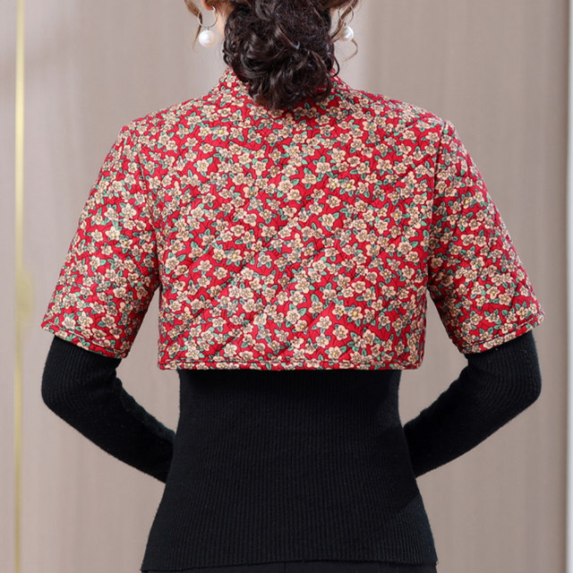 Mom plus velvet thickened shoulder guards cold-proof camel velvet cotton short-sleeved vest middle-aged and elderly women's clothing to protect cervical vertebrae
