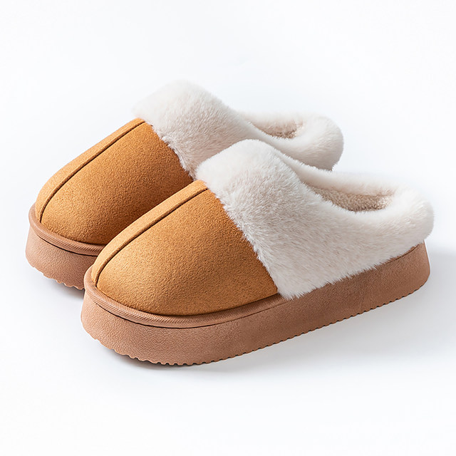 Seven-color spun outer cotton slippers for couples, cotton slippers for women, 2025 new style, indoor home, winter plush plus velvet to keep warm