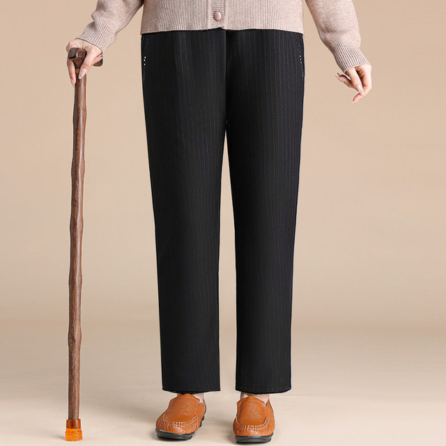 Mom's pants winter lamb velvet warm cotton pants plus velvet thickening loose loose pants for middle-aged and elderly women's pants grandma pants convenient