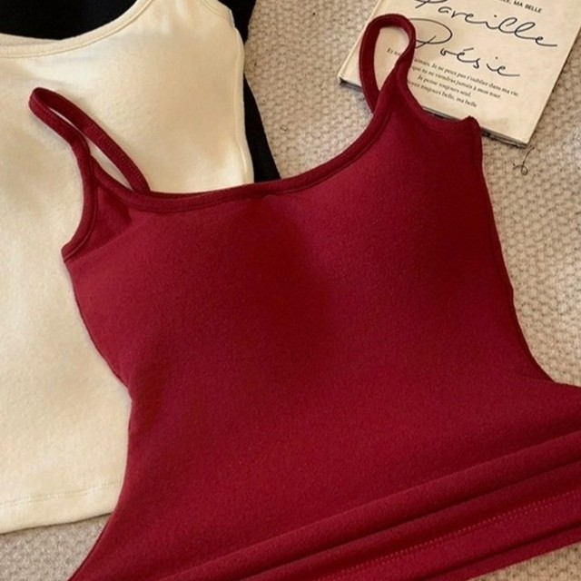 
Double-sided plush velvet with chest padding and pure lust bottoming camisole for women in autumn and winter thickened thermal underwear tops