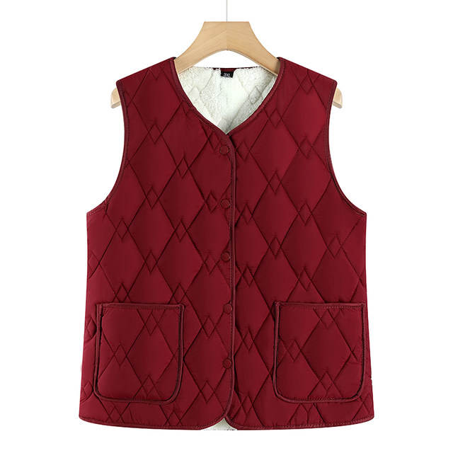 Autumn and winter new style vest for middle-aged and elderly women, velvet thickened vest, cotton coat, mother's warm vest cardigan
