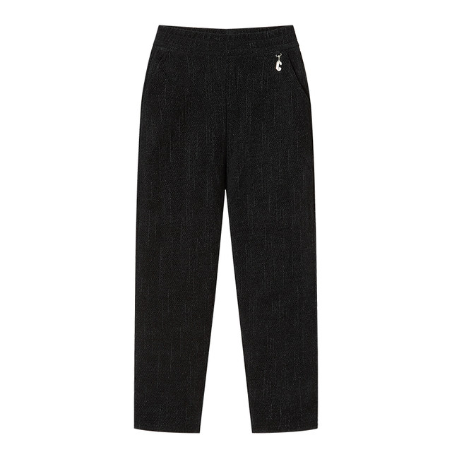 Women's cotton pants, winter mother's pants, thick velvet, middle-aged and elderly grandma's stretch warm pants, small people's winter black