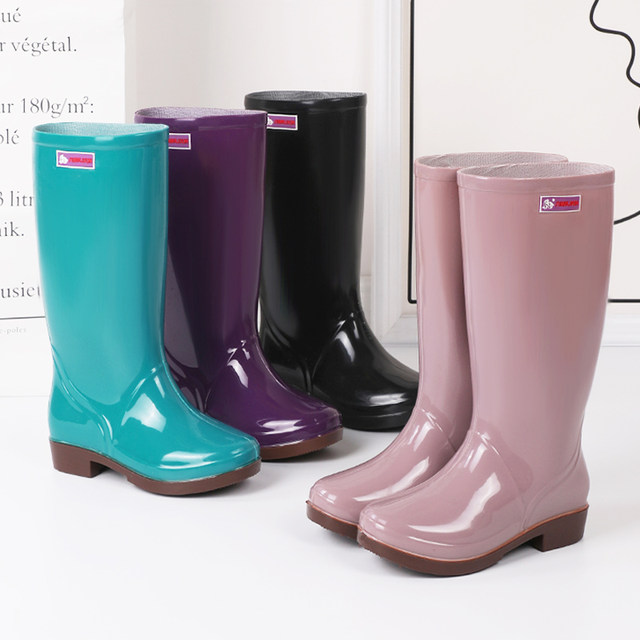 Rain boots for women, high-top non-slip water shoes, women's waterproof shoes, medium-top rain boots, women's adult kitchen cotton warm rubber shoes