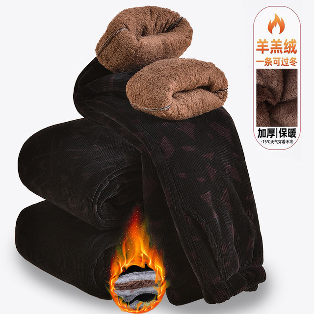 Middle-aged and elderly mothers' winter cotton pants women's thickened velvet high-waist corduroy pants grandma and the elderly wear warm pants