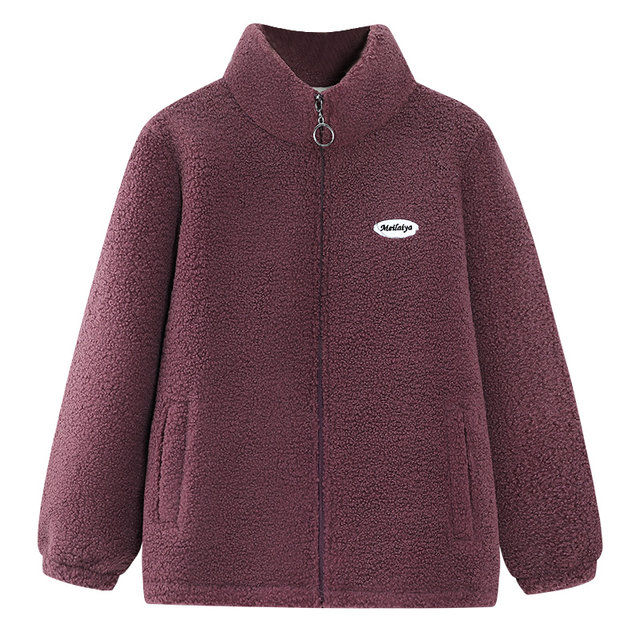 Middle-aged and elderly women's autumn and winter clothing women's polar fleece coat grandma's velvet thickened cotton coat elderly mother's lamb's wool top