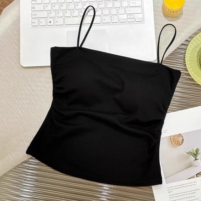 Spring and summer white pure desire style with chest pad small suspender vest for women with beautiful back and inner wear outside, unique exquisite top