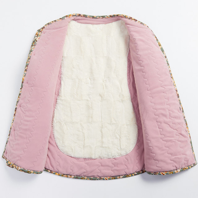 Grandma's winter coat, warm and thin cotton-padded jacket, middle-aged and elderly mother's coat, elderly woman's cardigan, cotton-padded coat with velvet