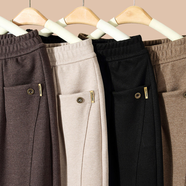 Mom's pants, spring and autumn harem pants, middle-aged and elderly women's pants, velvet thickened straight pants, grandma pants, winter black