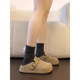 Cowhide thick-soled heightened Birkenstock shoes for women in 2025 spring new small person with one foot and one foot to wear half slippers outside