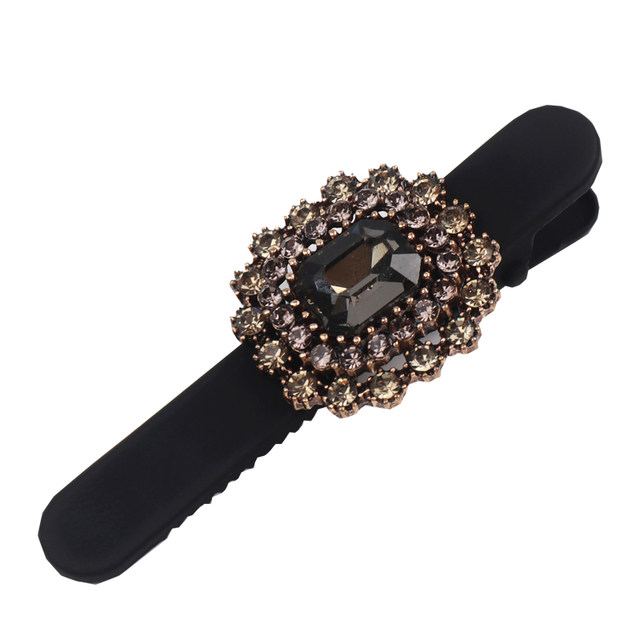 Light luxury forehead rhinestone bangs broken hair one-word hairpin for women high-end velvet side clip duckbill clip spring and autumn headwear