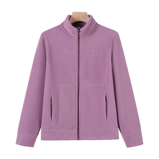 Mom's autumn and winter polar fleece jacket for women, simple casual double-sided velvet jacket, fleece jacket, jacket with stylish lining