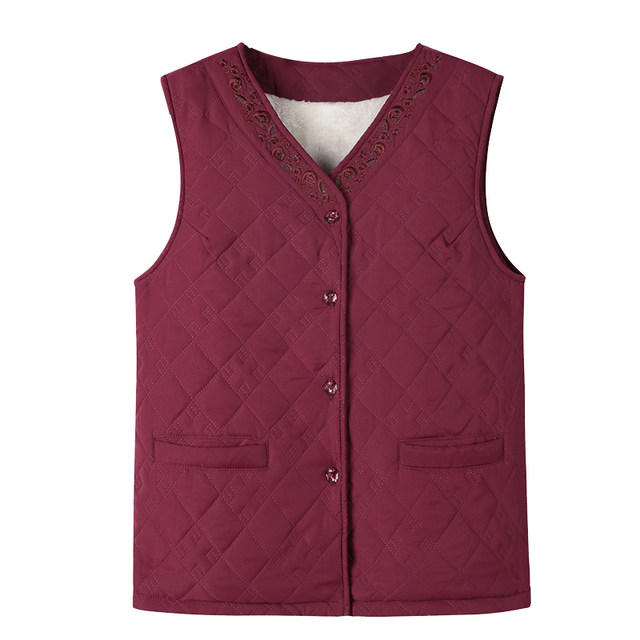 Winter clothing for middle-aged and elderly women, warm vest, grandma's velvet thickened vest, old lady's mother's autumn and winter coat red