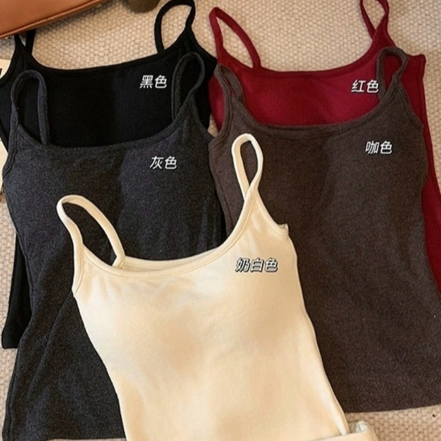 
Double-sided plush velvet with chest padding and pure lust bottoming camisole for women in autumn and winter thickened thermal underwear tops