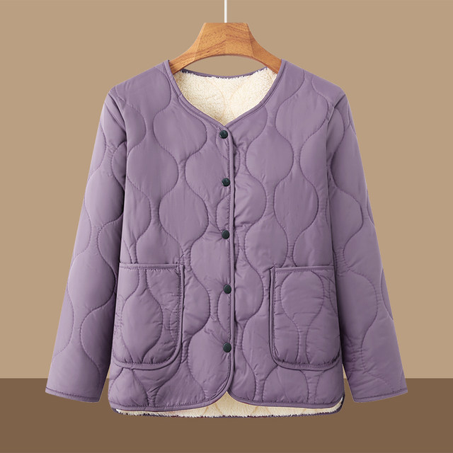 Mother's autumn and winter inner small cotton coat plus velvet warm collarless middle-aged and elderly women's winter inner liner cotton-padded jacket short jacket
