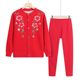 Mother's thermal underwear set with velvet and thickening for middle-aged and elderly women's autumn and winter women's clothes grandma's winter red cardigan