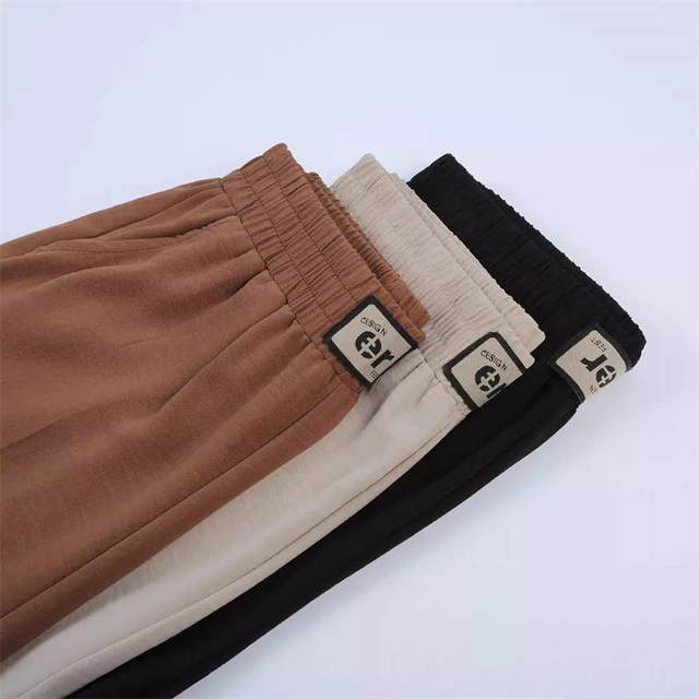 Ice silk quick-drying pants for women in summer thin middle-aged and elderly fashion mother pants for cropped pants loose straight middle-aged summer