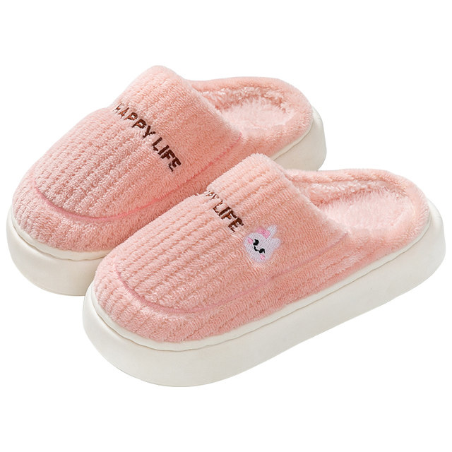 Cotton slippers couple indoor 2025 home plush winter new style non-slip women's warm men's slippers autumn and winter thick bottom