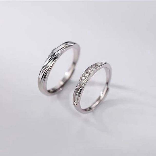 Plain ring open ring pair s925 silver Mobius couple adjustable ring for men and women 520 gift