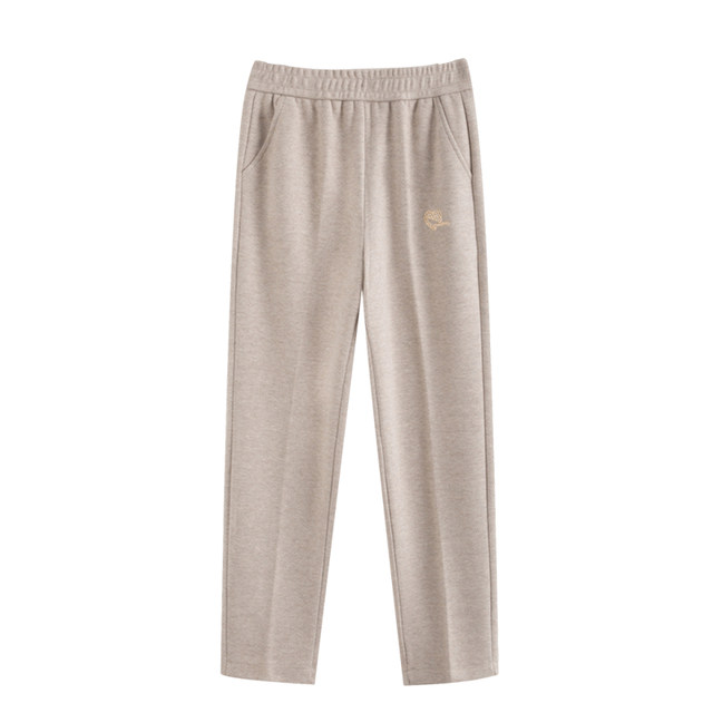 Middle-aged and elderly women's mother's pants velvet thickening autumn and winter new fashion casual straight woolen pants thick style for winter