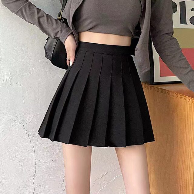 Safety pants+zipper+button pleated skirt jk uniform Korean version of fashion student skirt wild skirt short skirt
