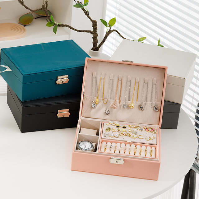 Lockable velvet jewelry box, hand jewelry jewelry storage box, wedding Chinese style princess European style high-end jewelry box