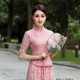 Classic short cheongsam top lace spring and summer new slim Chinese buckle fashion improved women's Tang suit dress