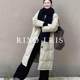 
RIXO LRIS French solid color thickened round collar plaid white duck down jacket for women all-match autumn and winter long coat