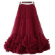 Mesh large skirt for women 2024 autumn and winter retro splicing dance skirt elastic waist fairy skirt fluffy skirt