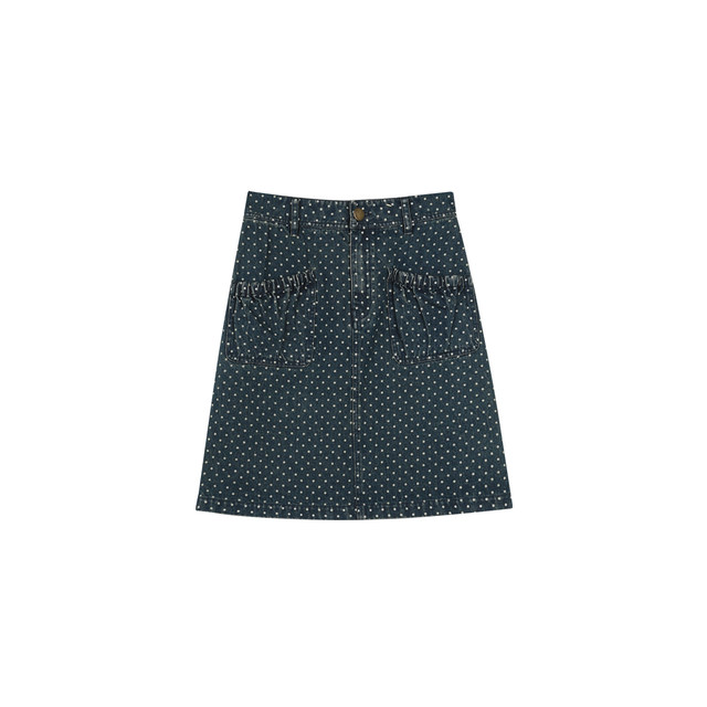 
Solighter French retro high waist printed denim skirt summer 2025 new A-line skirt straight skirt