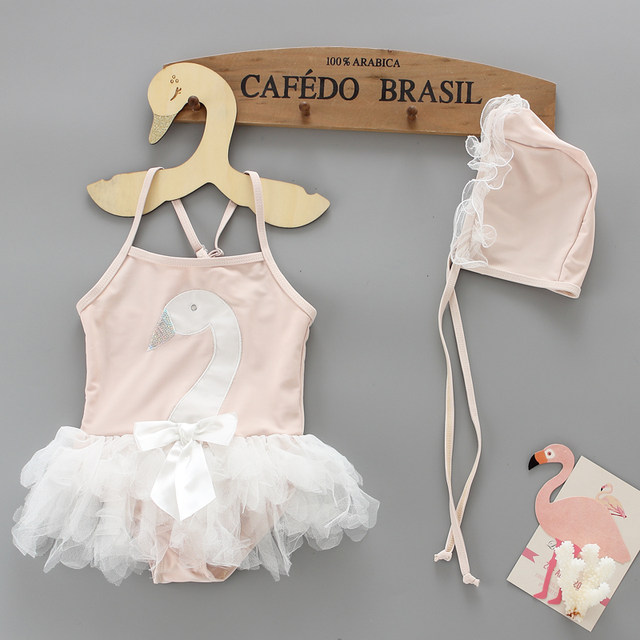 Children's swimsuit girls Swan baby baby split swimwear girl bikini princess skirt swimsuit
