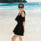 2025 new one-piece swimsuit for women in hot spring, high-end, slightly fat, covering the flesh, looking slim, conservative steel support, gathering at the beach for swimming