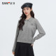 Sanfu Sweater 2025 Spring Smiley Face Pattern Lapel Simple Small Woolen Sweater Top Women's 495458