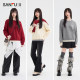 Sanfu pullover sweater for women 2025 spring design contrast color fake two-piece fashion red top women's clothing 494590