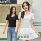 Sanfu T-shirt for women 2025 new summer big round neck fashionable casual short sleeve versatile slim fit short top for women