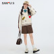 Sanfu sweater 2025 new spring interesting pattern striped V-neck casual petite tops for women 496394
