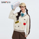 Sanfu sweater 2025 new spring interesting pattern striped V-neck casual petite tops for women 496394