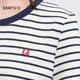 Sanfu short-sleeved women's 2025 new summer embroidered round neck T-shirt striped casual simple top women's clothing 495817
