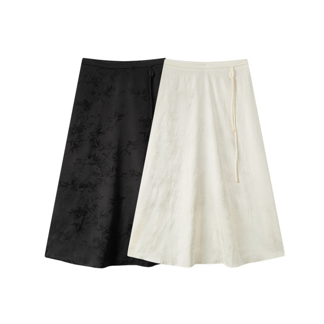 Semir skirt women's design sense heavy industry jacquard A-line skirt niche fashion temperament summer elegant long skirt national style