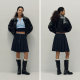 
[Same style in the mall] Semir skirt for women's college style contrasting elastic waist autumn 2025 new high-waist pleated skirt