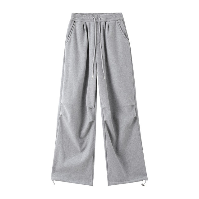Black hoodies for women 2025 spring and autumn ties hipphop work clothes wide-leg casual pants straight loose American sports pants