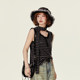 Girlhalo American retro hot girl suspender vest women summer striped star embroidered loose sleeveless top
