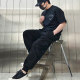 High street design trendy casual pants men's spring and summer loose foot ties sports trousers workwear pockets handsome functional style
