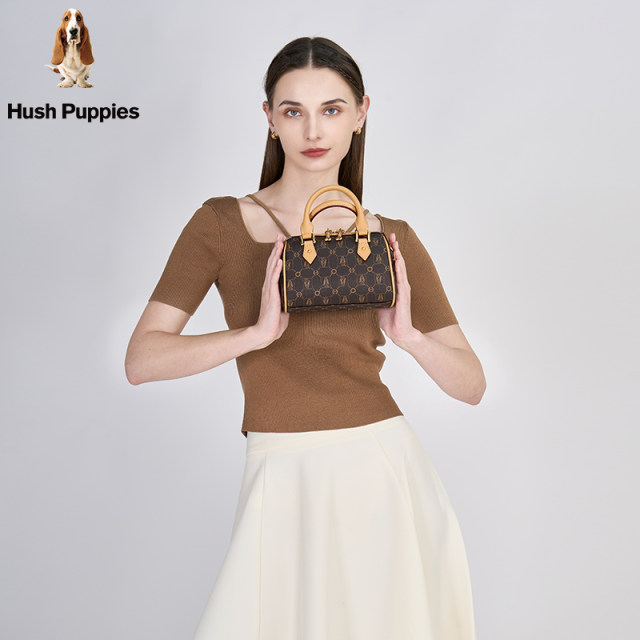 Hush Puppies women's bag new fashion retro old flower handbag women's shoulder crossbody bag Boston pillow bag